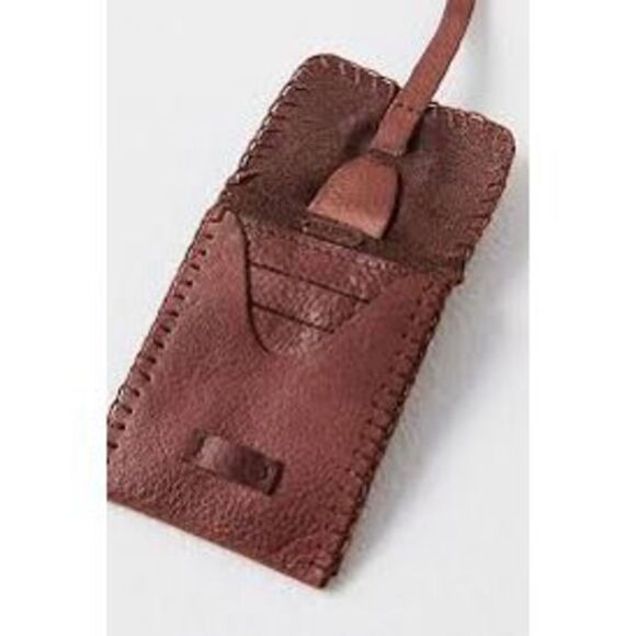 Free People Leather Keychain Cognac Brown Wallet with Concho Star - Picture 3 of 6